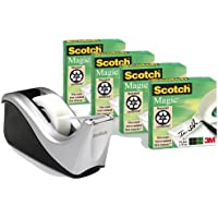 Scotch Magic - Portarrollos de sobremesa con 4 cintas adhesivas- rolos mates y transparentes